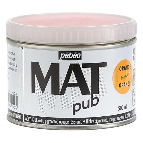 Pébéo 257027 acrilico opaco Pub Arancione fluorescente 500 ml