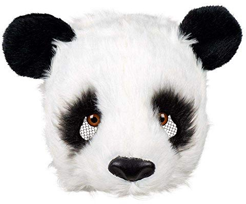 Boland 56753 Demi-masque en peluche panda taille unique noir et blanc masque animal masque fourrure ours accessoire déguisement carnaval fête à thème