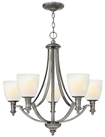 Licht-Erlebnisse Großer Kronleuchter mit Schirm verstellbar bis 2,3m Jugendstil Metall Glas 5x E27 Pendelleuchte Esszimmer