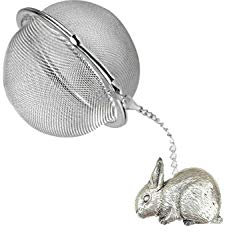 Ppa15 Boule à thé en forme de lapin en étain anglais sur feuille de thé en acier inoxydable