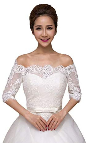 Mesyo Lace Cape Wedding Wrap Shrug Women Shawl Bridal Bolero Cover Up F Ivory