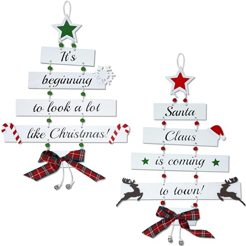 Premium Wooden Christmas Decorations - Large Hanging Indoor, Ceiling, Window & Room Decorations