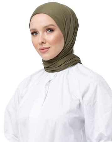 SWANISTANBUL 'Signature Soft' Jersey Hijab | Buttery-Soft Stretch Head & Neck Scarf, Non-Slip & Breathable | Lightweight Full Coverage Headwrap for Elegant Everyday Wear - Khaki