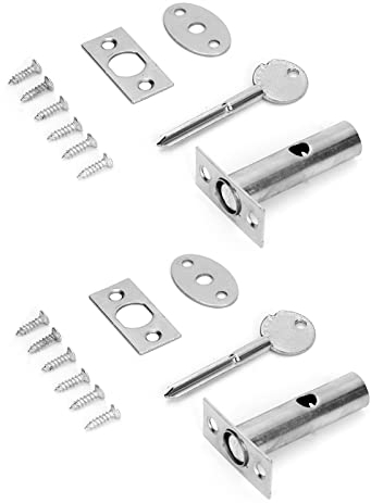 Ruimou Juego de 2 cerraduras ocultas para embutir llave Tubewell de acero inoxidable con llave y tornillo para puertas de incendios, oficina, hogar, tienda