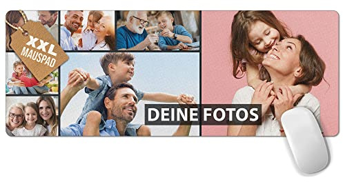 Print Royal PR Großes Mousepad mit Foto - Fotocollage mit 7 Fotos selbst gestalten - XXL Mousepad personalisiert, Geschenke für Freund und Gamer | Schreibtischunterlagen, 800 x 300 mm