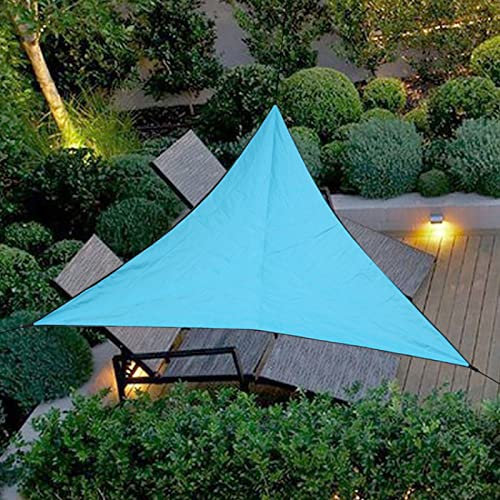 PROPFE Parasol de Plage de fête de Patio, Voile d'ombrage Pliante extérieure, Voile d'ombrage Triangulaire légère, Bleu, 3x3x3M, Bloc UV d'auvent imperméable