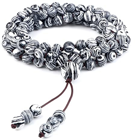 6 mm Naturstein Perlen Knotenkette Vintage Meditation Yoga Geist Handmade Armband Charm Frauen Herren Schmuck Geschenk Halskette