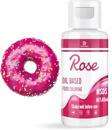 Fettlösliche Lebensmittelfarbe für Schokolade - 60ml Ölbasis Lebensmittelfarben für Fondant, Torten Dekoration, Backen - Flüssige Food Coloring für Kakaobutter, Buttercream, Kuchen (Rose)