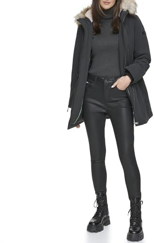 DKNY Women's Outerwear Anorak,Black,Small