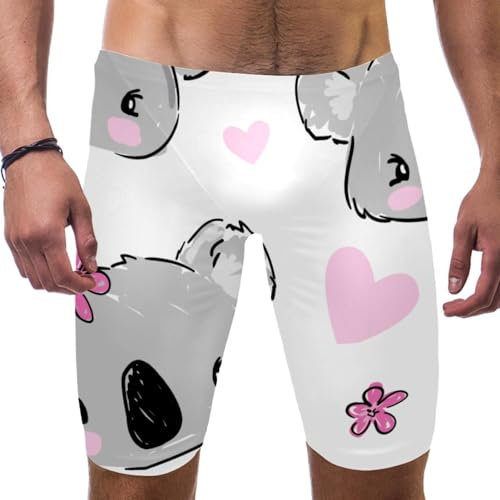 Badeanzug mit Tieren und violetten Blumen für Herren und Jungen, Wettkampf-Badeanzug, quadratisches Bein, Ausdauertraining, mehrfarbig, Verschiedene Größen