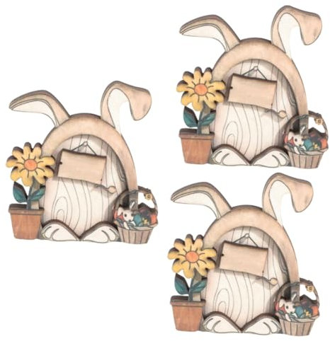 Cabilock 3St Osterdekoration Ostern Holzschild Hase müde Tablettdekoration Embleme Ornament Ostern Desktop schmücken Tischdeko zu Ostern im Büro Hausnummer Holztisch Beschilderung Esstisch