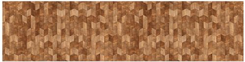 wandmotiv24 Fototapete panorama Geometrisches Holzmuster, selbstklebende Strukturtapete 260g - Klein (200x50cm) Holz, Muster, braun, Maserung, Textur M0092