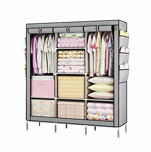 UYSELA Tragbarer Kleiderschrank,freistehender Eckschrank,einfarbiger Stoff-Leinwandschrank,Kleidungsaufbewahrungsschrank für Schlafzimmer und Erwachsene (Größe: 170 x 130 x 45 cm,Farb