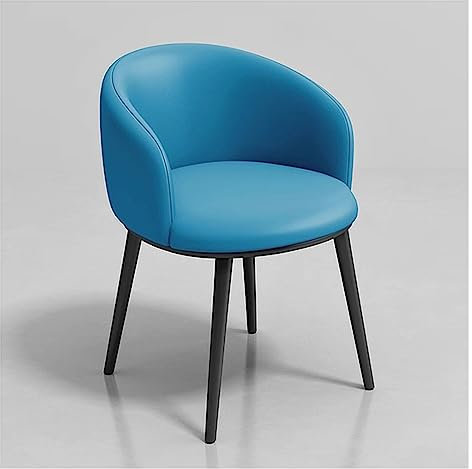 Esszimmerstühle aus Leder, Sessel, Schalenstuhl mit gepolsterter Sitzfläche und Metallbeinen, moderner Küchenstuhl aus der Mitte des Jahrhunderts, Akzent-Gästestuhl für das Wohnzimmer, Blau