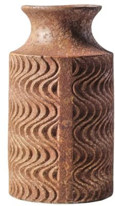 MYUYEE Vasi Vaso per Fiori con Motivo a Onde Intagliato a Coltello Vaso in Ceramica retrò con Motivo a Fiume Arredamento per la casa retrò Vaso da Tavolo,Un