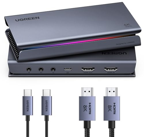 UGREEN 4K 144Hz Carte Acquisition Vidéo HDMI 2.1 USB 3.2 Gen 2 Enregistrement 4K 144Hz en Streaming Carte de Capture Vidéo Sortie en Boucle Jeux Compatible with Switch 2 Xbox PS5 PC Caméra OBS XSplit