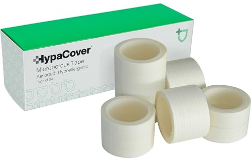 Safety First Aid HypaCover Pack of 6 Assorted x 5m Microporous Medical Tape | Hypoallergenic - Surgical Tape Suitable for Securing Dressings and Bandages, Sports Taping, Covering Earrings and Labelling
