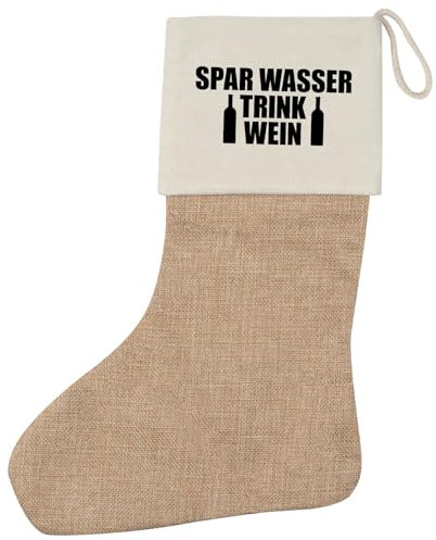 Huuraa Weihnachtsstrumpf Spar Wasser Trink Wein Weinflasche Geschenk Beige Jute Spar Wasser Trink Wein Geschenkidee