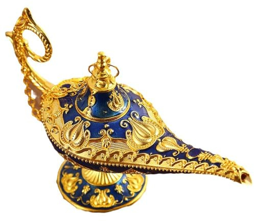 WSDFTQ Genie Lamp, Aladdin Lamp, Decoration, Vintage Genie Lamps, 11.1 X 4.1 X 3 Cm Medium Blue Decorative, Ideal for Home Decor, Themed Parties, and Photography Props, Gift