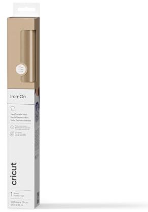 Cricut HTV Heat Transfer Vinyl | 30.5 cm × 0.6 m | Gold | Iron-On HTV Vinyl for Fabric, Perfect for Custom T-Shirts & DIY Clothing