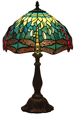 Lampada, Lampade da Tavolo, Scrivania, Camera da Letto, Comodini, Lampada da Lettura, Lampada da Comodino da banchiere, Perline di in Vetro colorato da 12 Pollici, Paralume Arancione Blu Mare, Regali