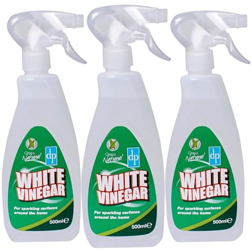 Clean & Natural Pure White Vinegar 500mlx3 Cleaning Spray Multi Purpose Natural Cleaner for Kitchen, Bathroom, Glass, Laundry, Limescale & Descaling Perfume & Surfactant Free Eco Friendly