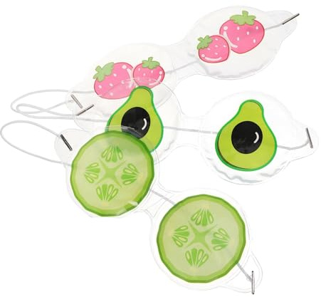 Cabilock 3 Stück Wiederverwendbare PVC Kühlaugenmasken für Leichte Atmungsaktive Augenpflege gegen Augenringe Sommer Kühlende Gelmaske mit Fruchtigem Design für Jungen und Mädchen