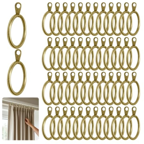50 Pcs 38 mm Brass Curtain Rings,Antique Brass Curtain Rings for Hanging Window and Pole,Curt ain Hanging Rings