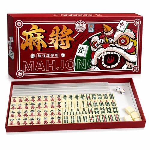 pangdapengpeng Mini Mahjong Portatile, Gioco Mahjong Cinese con 144 Tessere