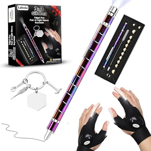Magnetic Fidget Pen Gifts for Men – Birthday Gifts From Daughter Son, Dad, Teens Him & Her, Cool Gadgets for Teenage Boys & Girls, Fun School Supplies & Desk Toy (MultiColor) (Fidget Gift set)