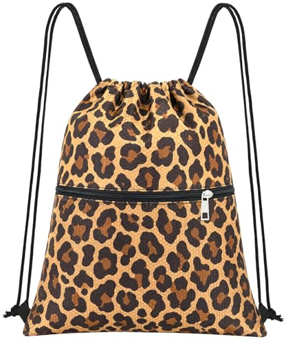 HAGOT gymväska barn, sportväska, gymväska flickor, simväska barn, sportväska barn, ryggsäck flickor, #J leopardmönster, 28*22*2cm, modern