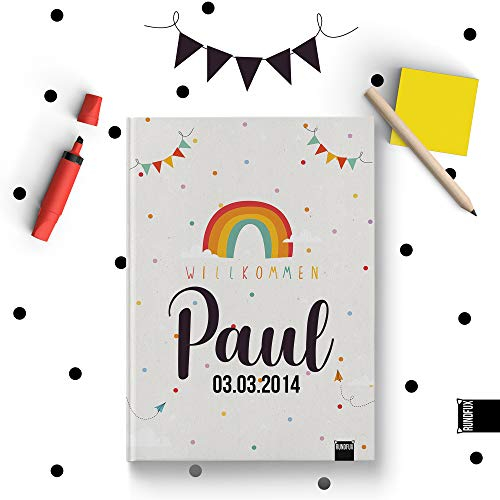 Babyalbum für das erste Lebensjahr | Personalisiert mit deinem Wunschnamen und Geburtsdatum auf dem Cover - Jedes Buch ein Unikat