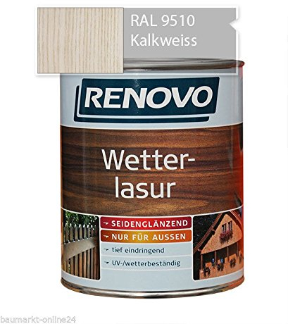 Wetterlasur 750 ml Holzlasur Kalkweiss Renovo
