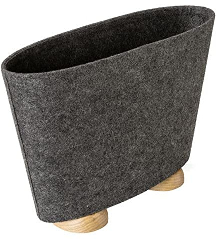 Pieperconcept AVIS, Accessoires, Zeitschriftenablage, Filz grau, Holzfuß Eiche Natur, Maße: H/T/B= 28cm-12cm-4cm