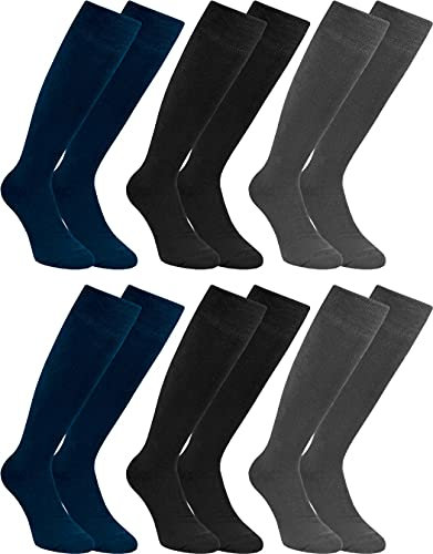 RS. Harmony Kniestrumpf, ohne Gummidruck für Damen, aus Baumwolle | 6 Paar | schwarz, anthrazit, marine | 35-38