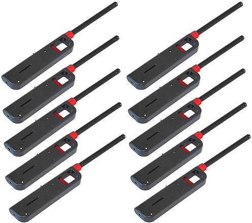 VIP Home Essentials Fuel Included Handi Flame 10pk BBQ Grill Click Lighter Refillable Butane Gas Candle Fireplace Kitchen Stove Wind Resitent Long Stem