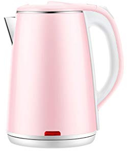 Bouilloire électrique à ébullition Rapide avec Filtre réutilisable Isolant à Double paroi et Protection en Silicone scellée Protection Anti-ébullition à Sec 1,8 Litre 1500W Rose et Acier Inoxydable