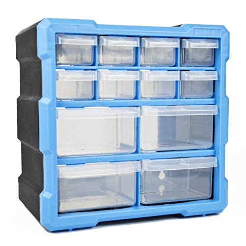 TekBox DIY Storage Organiser Craft Box Cabinet (12 Drawer) | Stackable design, Lightweight and durable plastic