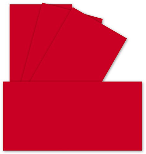 150 Einzel-Karten DIN Lang - 9,9 x 21 cm - 240 g/m² - Rot - Bastelpapier - Tonkarton - Ideal zum bedrucken für Grußkarten und Einladungen