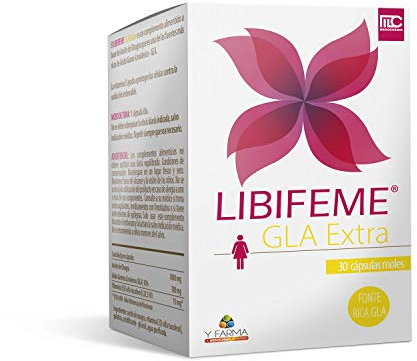 Libifeme Gla Extra - Reduce los Sintomas del Sindrome Premenstrual - Calambres Abdominales Dolor de Cabeza Tensión en Senos Ansiedad e Irritabilidad - Aceite de y Vitamina E, Onagra, 30 Pastillas