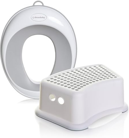 Dreambaby Potty Training Toilet Seat and Step Stool Set With Anti-Slip Base, Comfortable & Soft Touch Topper