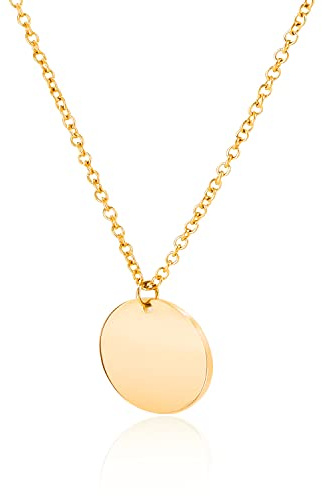 LENIRA® Plättchen Halskette zarte Coin Kette für Damen aus Edelstahl mit Gold und Roségold überzogen Kettenlänge verstellbar 40-45 cm