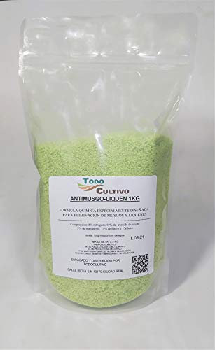 Anti Musgo y líquenes 1kg. A base de sulfato de hierro (11%). TRATAMIENTO PARA 100 LITROS.
