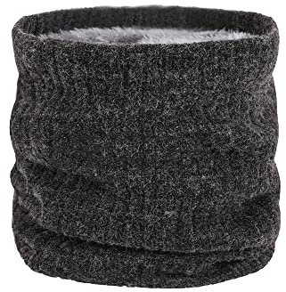 HGDGears Fleece halsvärmare vindtät termisk stickad halsduk för män kvinnor tjock vinter kallt väder stickad cirkel halsduk för utomhussport, A-grå, one size