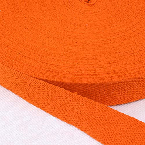 Duories Baumwolle Schrägband,25 Yards x 10mm Einfassband Köperband Nahtband Baumwollband Textilband Fischgrätenband Köperband Wimpelband Twillband Webbing Band für Schneidern DIY-Nähen Basteln,Orange