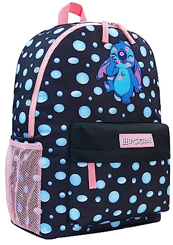 Disney Stitch Rucksack Kinder Mädchen Kinderrucksack Schulrucksack Verstellbar Schule Reisen Sport Geschenke für Mädchen (Schwarz)