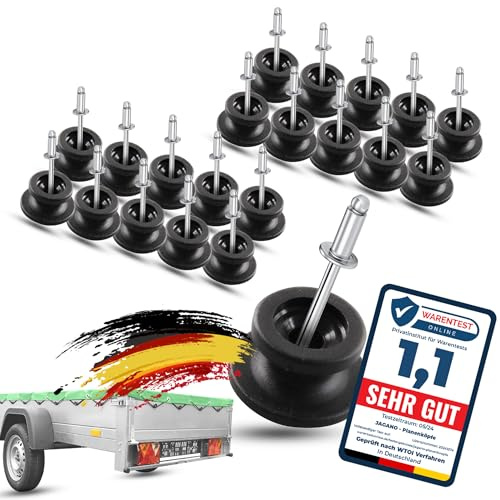 Jagano® Planenknöpfe - Runde Haken inkl. Blindnieten (20 STK.) für Anhänger Plane: Robuste Befestigungshaken zur sicheren Netz- & Planenbefestigung an PKW-Anhänger Bordwänden