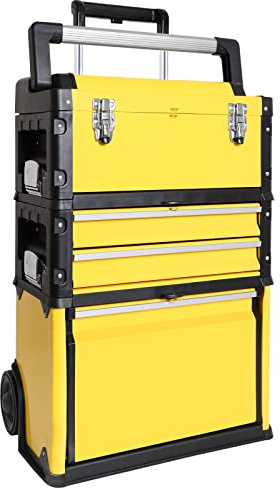 BIG RED ATRJF-C305ABDYR Boîte à outils portable empilable en métal avec roulettes et 2 tiroirs, chariot à outils pour garage ou atelier, jaune, ATRJF-C305ABDYR