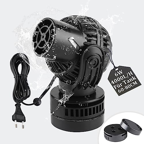 Exleco - Bomba de elaboración Wavemaker 4000L/H 6 W 60 ~ 80 cm de circulación 360 ° rotativa para acuarios de agua dulce y salada con imán negro