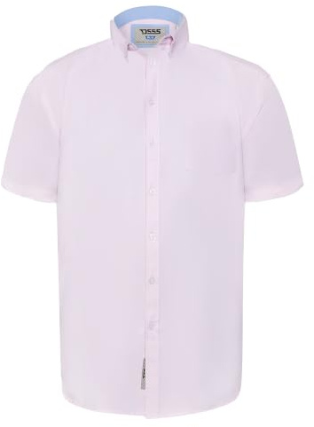 D555 James Basic Oxford Chemise à manches courtes pour homme Grande taille 2XL à 6XL